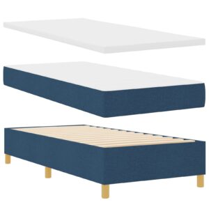 Cadru de Pat  cu Saltea Set de 2 Albastru Material Textil