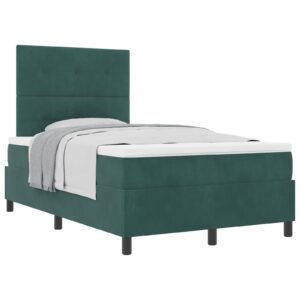 Pat Box Spring cu Saltea Verde Întunecat 120x200 cm Catifea
