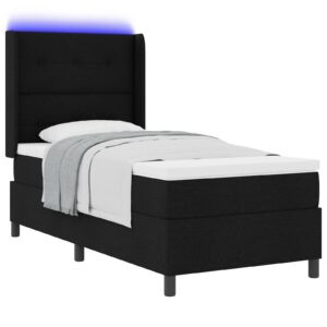 Pat cu saltea și LED Negru 90x200 cm Fabric