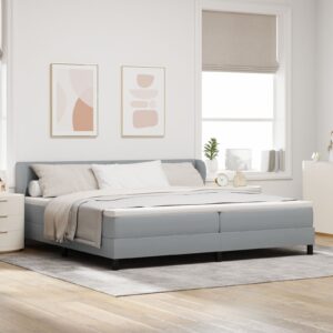 Pat cu saltea  Gri deschis 200x200 cm Textil