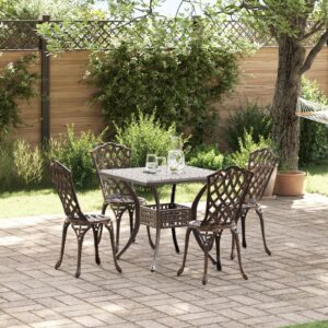 Set de Dining pentru Grădină 5 Piese din Aluminiu Turnat Bronzat