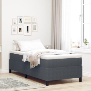 Pat Box Spring  Gri Închis Single din Fibră de Cordon