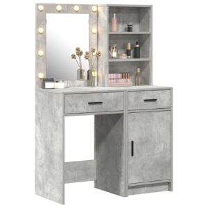 Set de toaletă 2 piese  cu LED Gri beton din lemn prelucrat