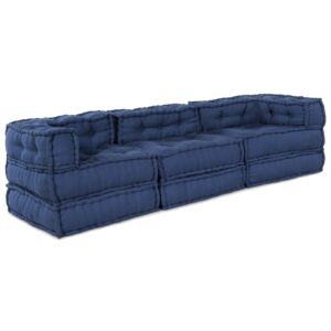 Poufuri modulare , set de 3 bucăți, din material indigo
