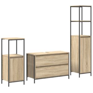 Set de mobilier pentru baie  3 piese din lemn prelucrat Sonoma
