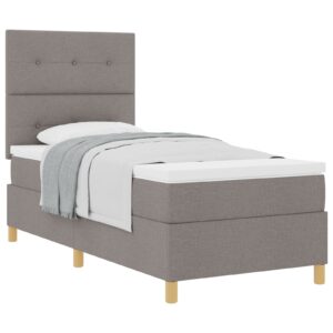 Pat cu arcuri cu saltea Taupe 90x200 cm Fabric
