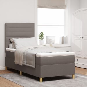 Pat cu saltea  Culoare taupe 100x200 cm Textil