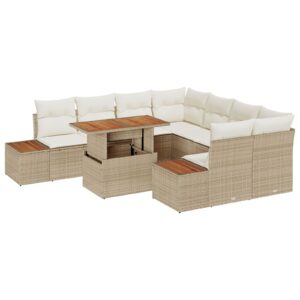 Set sofa grădină  Set 9 Bej Ratan Set mese grădină