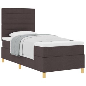 Pat cu arcuri și saltea  Culoare: Maro Dimensiune: 90x200 cm Material: Textil