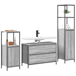 Set de mobilier pentru baie 3 piese  Gri Sonoma din lemn prelucrat