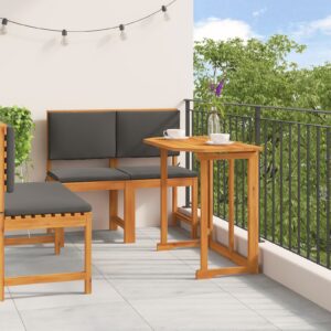 Set de dining pentru grădină 4 piese cu perne din lemn masiv de acacia