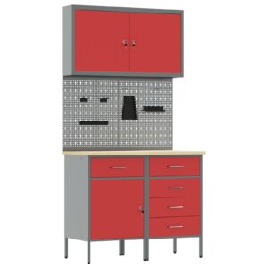 Set banc de lucru 5 piese  Roșu Oțel