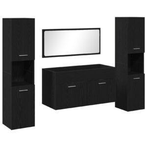 Set mobilier baie  Set de 3 Stejar negru Lemn prelucrat