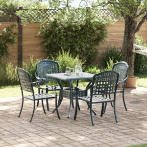 Set de dining pentru grădină  5 piese Verde din aluminiu turnat