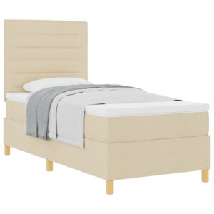 Pat box spring  cu saltea Crem 100x200 cm Textil
