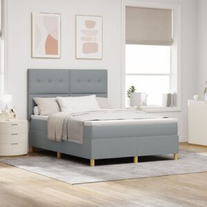 Pat cu saltea Gri deschis 140x190 cm Fabric