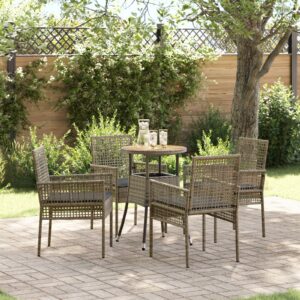 Set de Mobilier de Dining  Set de 5 Gri Ratan, Sticlă Durabil
