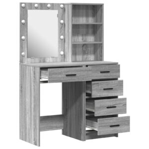 Set de toaletă 2 piese  cu LED Gri Sonoma din lemn ingineresc