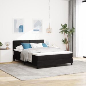 Pat cu saltea  Negru 140x190 cm Catifea