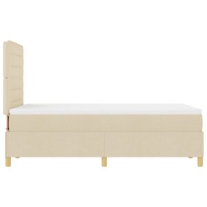 Tipul de pat Box Spring  cu saltea Crem 120x200 cm Țesătură