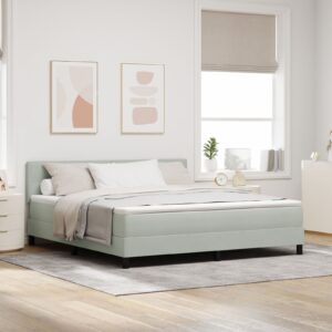 Pat Box Spring  cu Saltea Gri Deschis Super King Catifea