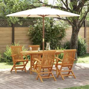 Set de dining pentru gradină 5 piese din lemn masiv de tec
