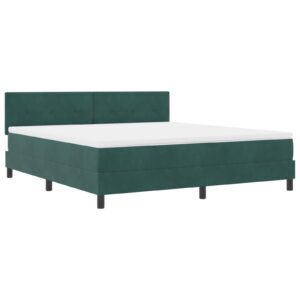 Pat Box Spring cu Saltea Verde Închis Super King Catifea