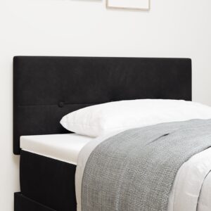 Cap de pat LED cu butoane, tufting, Negru, 90 cm, Catifea