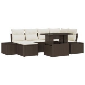 Set de canapea pentru grădină Set de 7 Bej Ratan