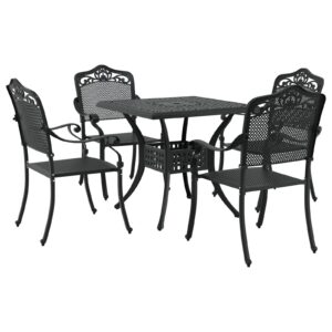 Set de grădină de 5 piese  Negru Aluminium