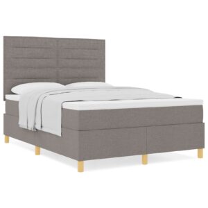 Pat cu arcuri  și saltea Taupe 140x200 cm Textil