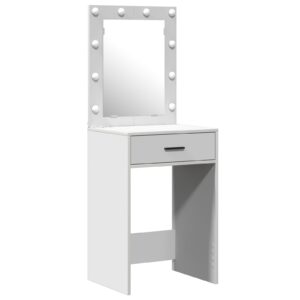Set de toaletă 2 piese  cu LED din lemn alb