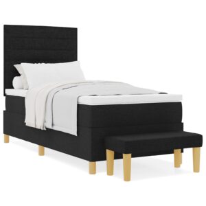 Cadru de pat  cu saltea Set de 2 Negru Țesătură 90 x 200 cm