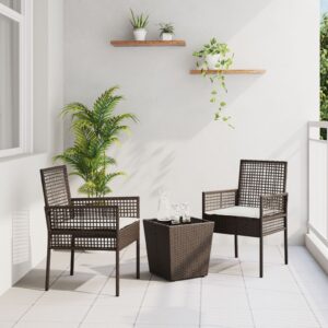 Set de Bistro pentru Grădină 3 Piese cu Perne Maro din Poliratan
