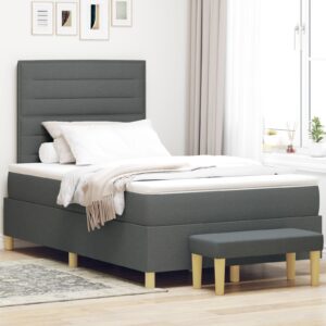Cadru de pat cu saltea Set de 2 gri închis țesătură 120 x 200 cm