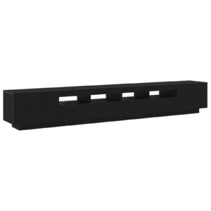 Cabinet TV cu LED-uri Stejar Negru 260x35x40 cm Lemn prelucrat