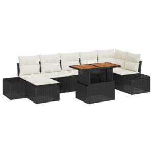 Set de sofa pentru grădină  Set de 8 Perne crem cu cadru negru