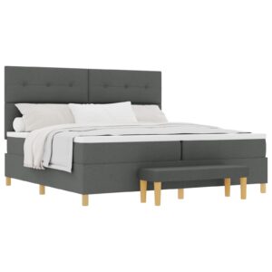 Pat cu arcuri cu saltea și bancă Gri închis 200x200 cm Fabri