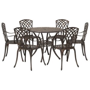 Set de dining de grădină , 7 piese, din aluminiu turnat bronz