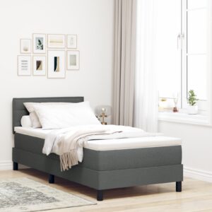 Cadru de pat cu saltea Gri închis Textil 90 x 190 cm