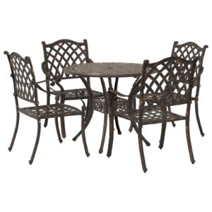 Set de Dining pentru Grădină 5 Piese din Aluminiu Turnat la Soare