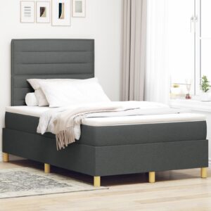 Pat Box Spring  cu Saltea Gri Închis 120x200 cm Textil