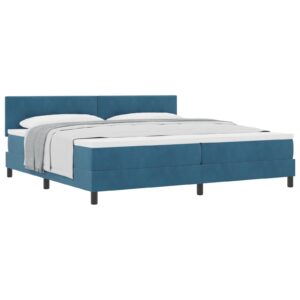 Pat Box Spring cu Saltea  Albastru Întunecat 200x200 cm Catifea