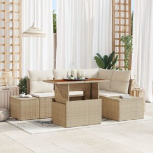 Set sofa grădină  5 piese Bej cu perne crem