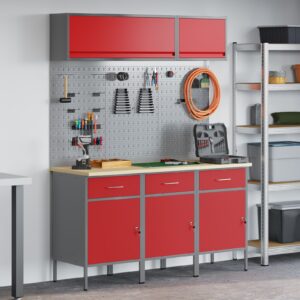 Set banc de lucru , 8 piese, Oțel roșu