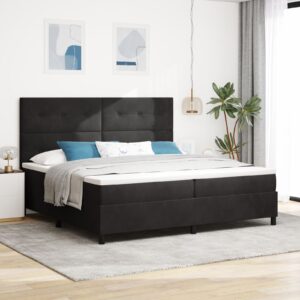 Pat cu saltea  Negru 200x200 cm Catifea