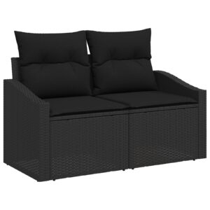 Set de Canapea Grădină  Set de 7 Negru Ratan