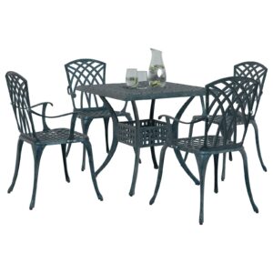 Set de masă pentru grădină, 5 piese, , verde, din aluminiu turnat