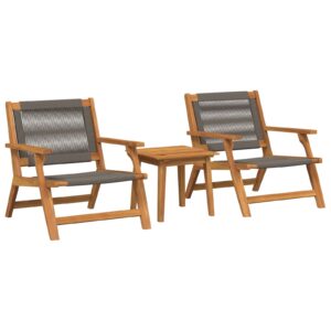 Set de scaune de grădină  cu masă, 3 piese, gri, din lemn solid de acacia