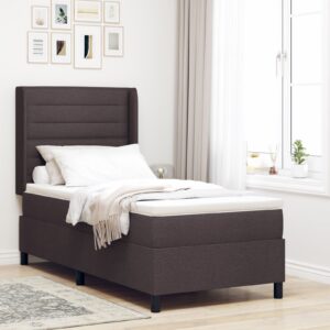Pat cu saltea , maro închis, 90x190 cm, material textil